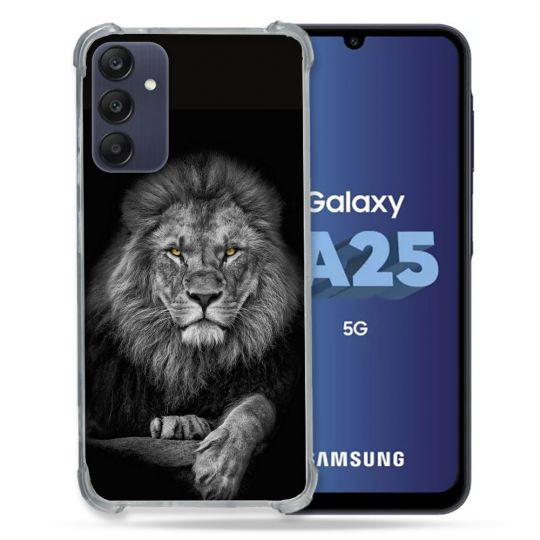 Coque Renforcée En Verre Trempé PourSamsung Galaxy A25 5G Animal Lion Majestueux