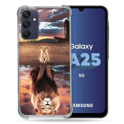 Coque Renforcée En Verre Trempé PourSamsung Galaxy A25 5G Animal Lion Reflet