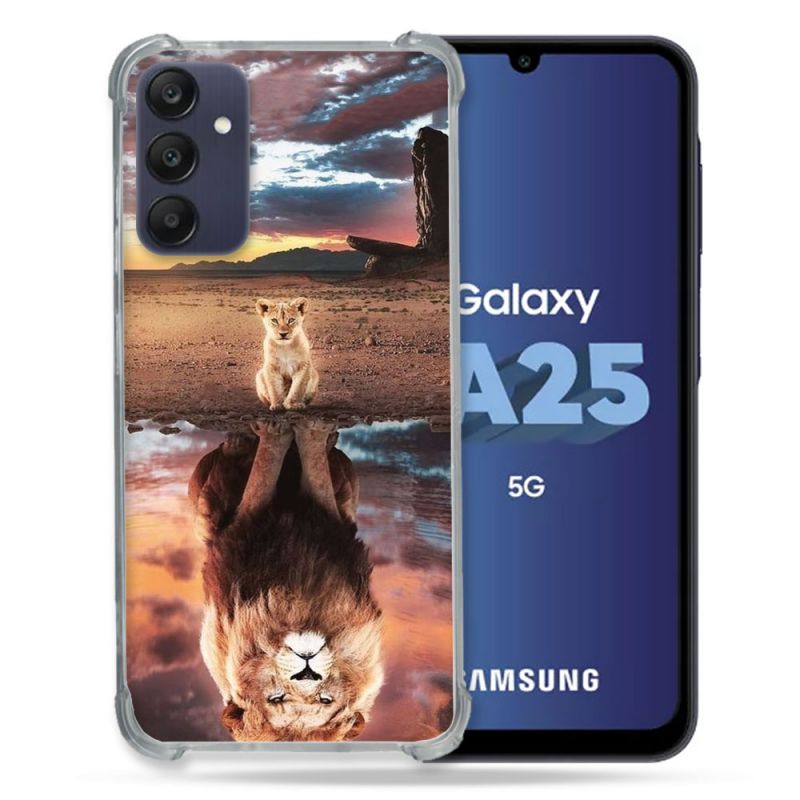 Coque Renforcée En Verre Trempé PourSamsung Galaxy A25 5G Animal Lion Reflet