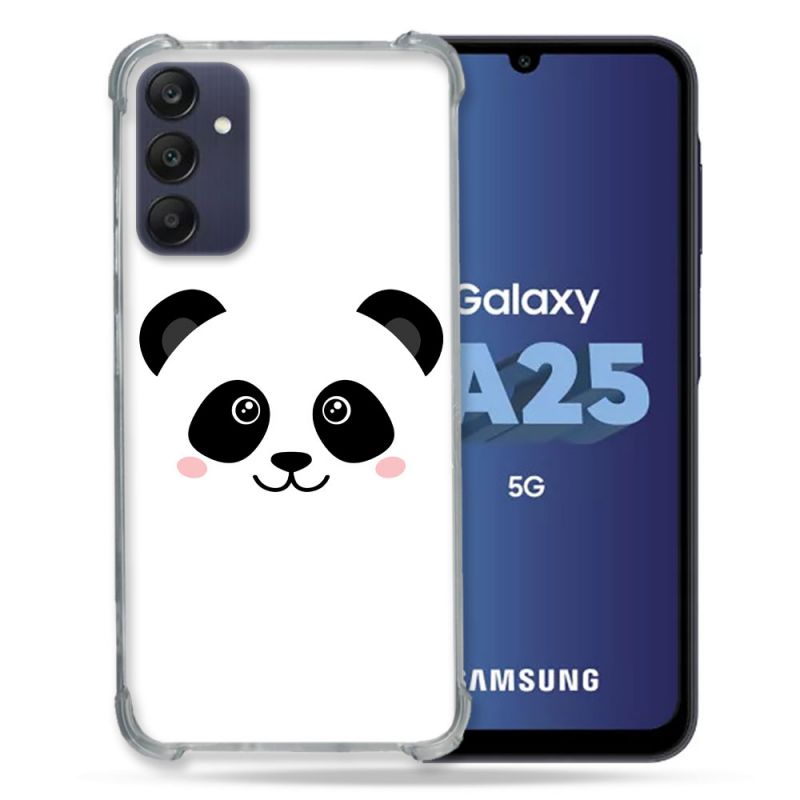 Coque Renforcée En Verre Trempé PourSamsung Galaxy A25 5G Animal Panda Blanc