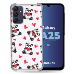 Coque Renforcée En Verre Trempé PourSamsung Galaxy A25 5G Animal Panda Cœur