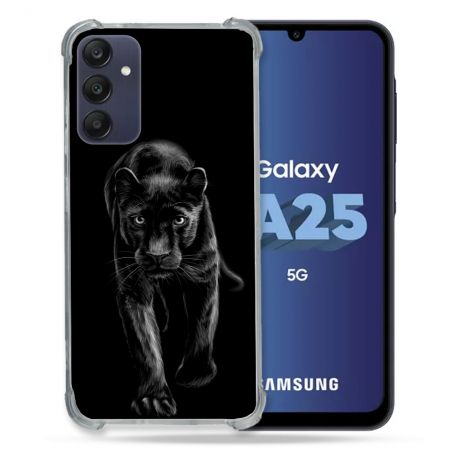 Coque Renforcée En Verre Trempé PourSamsung Galaxy A25 5G Animal Panthère Noire
