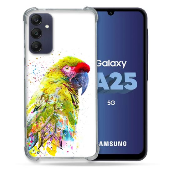 Coque Renforcée En Verre Trempé PourSamsung Galaxy A25 5G Animal Perroquet Jaune