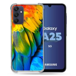 Coque Renforcée En Verre Trempé PourSamsung Galaxy A25 5G Animal Perroquet Plume