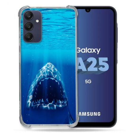 Coque Renforcée En Verre Trempé PourSamsung Galaxy A25 5G Animal Requin Dent