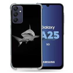 Coque Renforcée En Verre Trempé PourSamsung Galaxy A25 5G Animal Requin Sombre