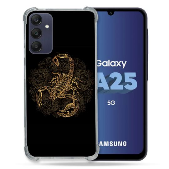 Coque Renforcée En Verre Trempé PourSamsung Galaxy A25 5G Animal Scorpion Fresque