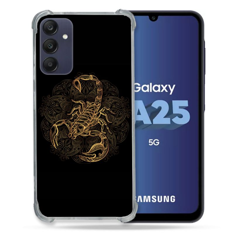 Coque Renforcée En Verre Trempé PourSamsung Galaxy A25 5G Animal Scorpion Fresque
