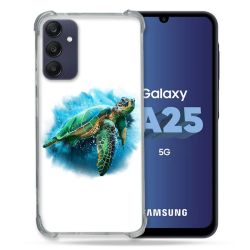 Coque Renforcée En Verre Trempé PourSamsung Galaxy A25 5G Animal Tortue Blanche multicolore