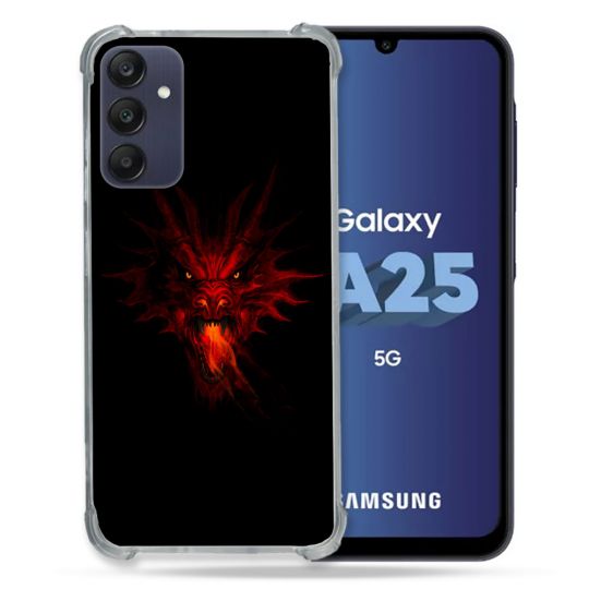 Coque Renforcée En Verre Trempé PourSamsung Galaxy A25 5G Fantastique Dragon Feu