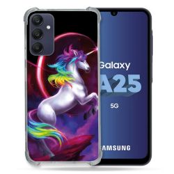 Coque Renforcée En Verre Trempé PourSamsung Galaxy A25 5G Fantastique Licorne Arc en ciel