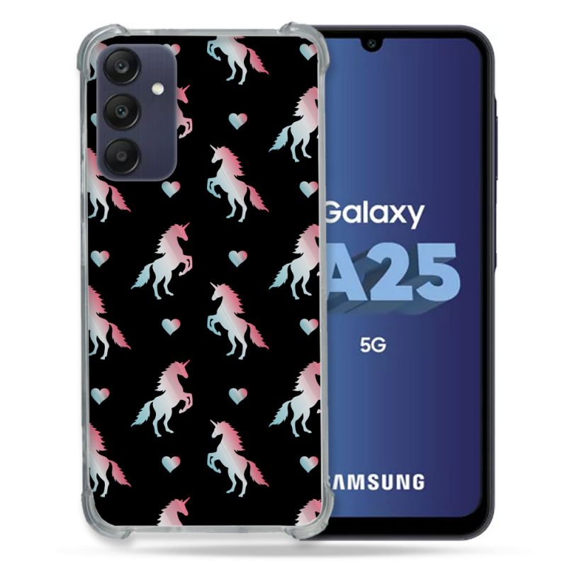 Coque Renforcée En Verre Trempé PourSamsung Galaxy A25 5G Fantastique Licorne Pattern