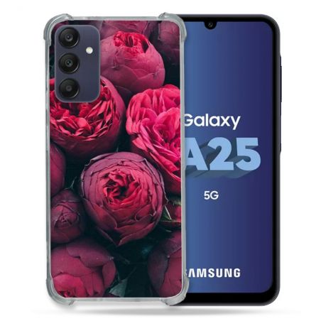 Coque Renforcée En Verre Trempé PourSamsung Galaxy A25 5G Fleur Pivoine