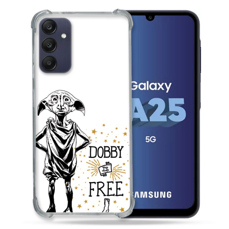 Coque Renforcée En Verre Trempé PourSamsung Galaxy A25 5G Harry Potter Dobby Free Blanc