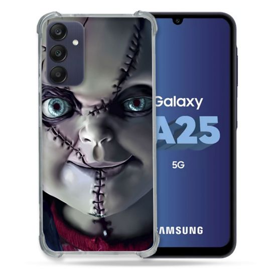 Coque Renforcée En Verre Trempé PourSamsung Galaxy A25 5G Horreur Chucky Cicatrice