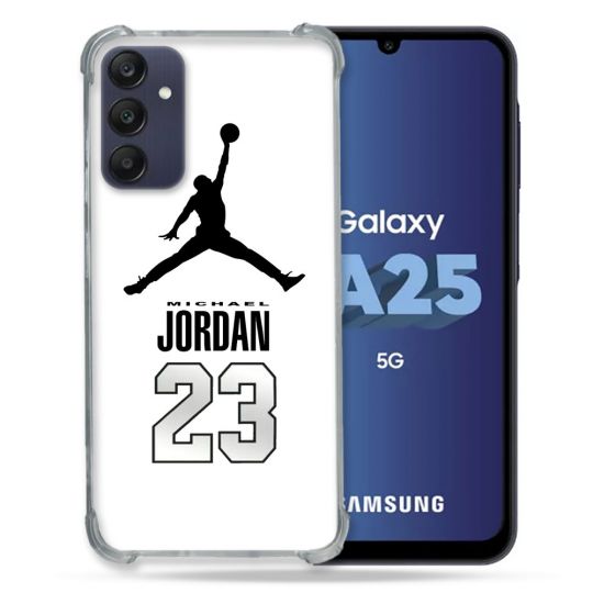 Coque Renforcée En Verre Trempé PourSamsung Galaxy A25 5G Jordan 23 Blanc