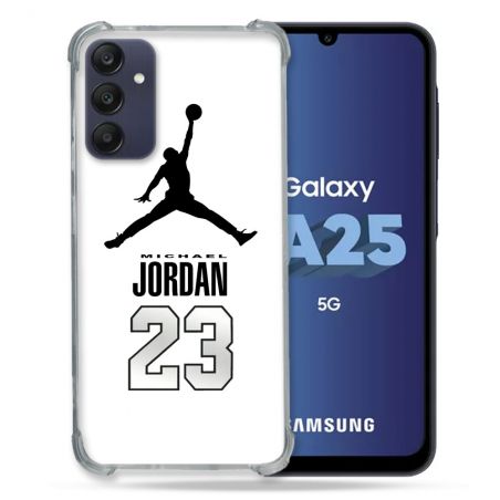 Coque Renforcée En Verre Trempé PourSamsung Galaxy A25 5G Jordan 23 Blanc