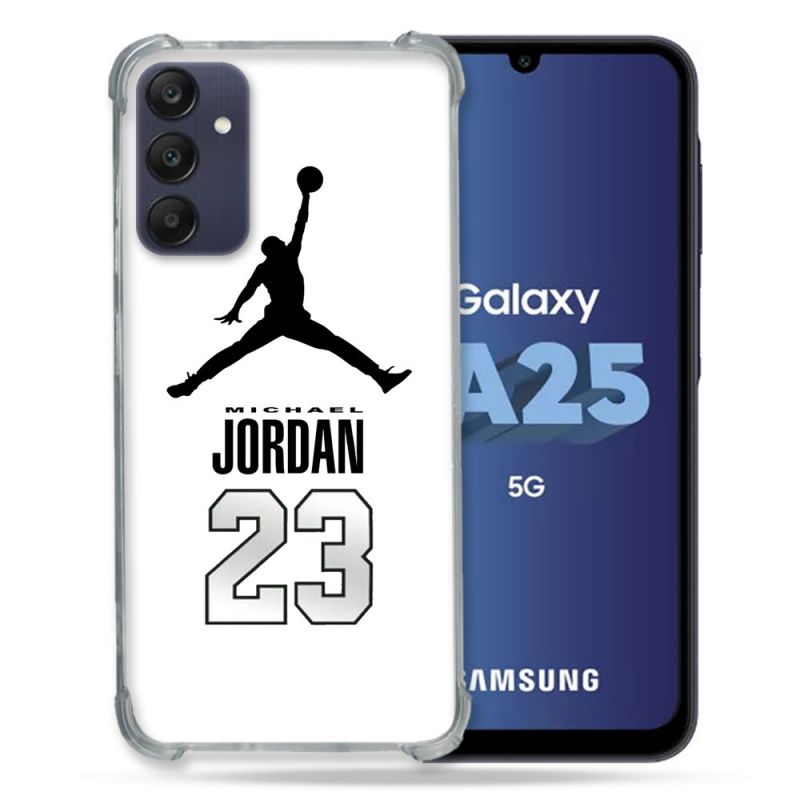 Coque Renforcée En Verre Trempé PourSamsung Galaxy A25 5G Jordan 23 Blanc