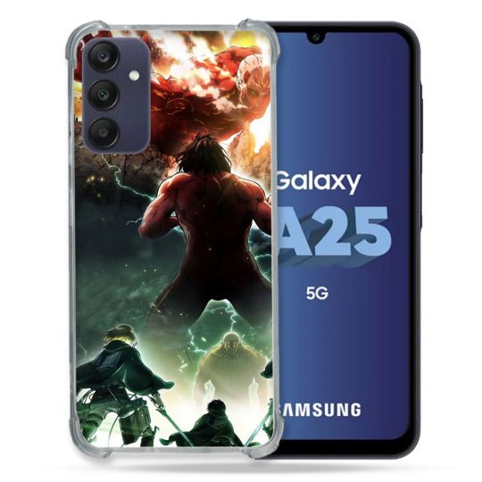 Coque Renforcée En Verre Trempé PourSamsung Galaxy A25 5G Manga Attaque Titans Combat