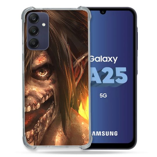 Coque Renforcée En Verre Trempé PourSamsung Galaxy A25 5G Manga Attaque Titans Eren Titan