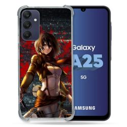 Coque Renforcée En Verre Trempé PourSamsung Galaxy A25 5G Manga Attaque Titans Mikasa