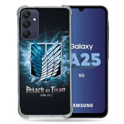 Coque Renforcée En Verre Trempé PourSamsung Galaxy A25 5G Manga Attaque Titans Noir
