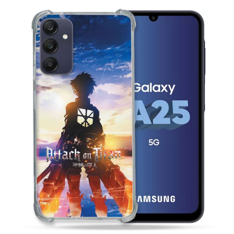 Coque Renforcée En Verre Trempé PourSamsung Galaxy A25 5G Manga Attaque Titans Soleil