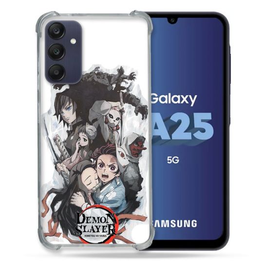 Coque Renforcée En Verre Trempé PourSamsung Galaxy A25 5G Manga Demon Slayer Blanc