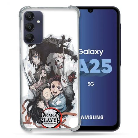 Coque Renforcée En Verre Trempé PourSamsung Galaxy A25 5G Manga Demon Slayer Blanc