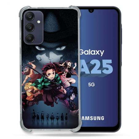Coque Renforcée En Verre Trempé PourSamsung Galaxy A25 5G Manga Demon Slayer Noir