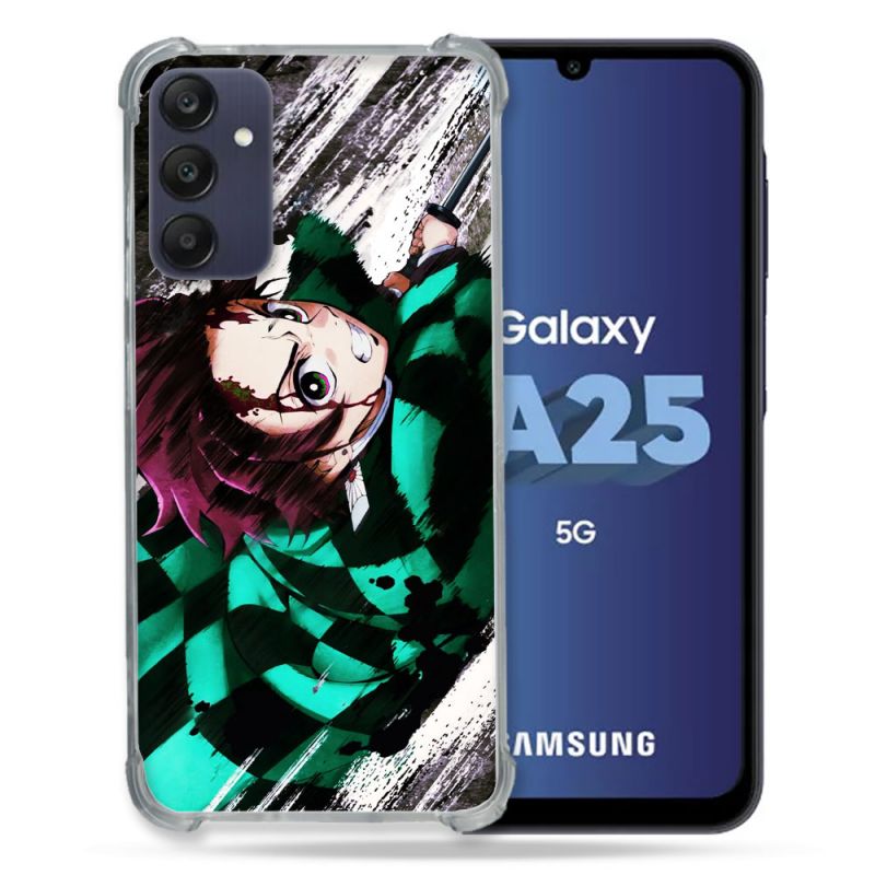 Coque Renforcée En Verre Trempé PourSamsung Galaxy A25 5G Manga Demon Slayer Tanjiro