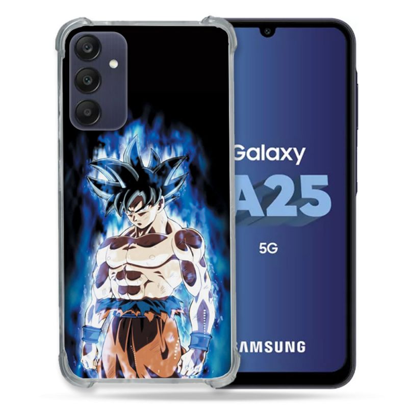 Coque Renforcée En Verre Trempé PourSamsung Galaxy A25 5G Manga Dragon Ball Sangoku Noir