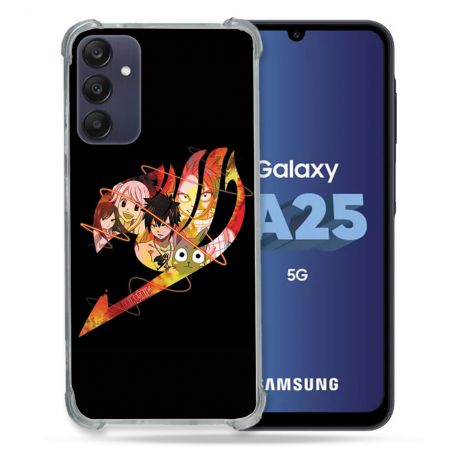 Coque Renforcée En Verre Trempé PourSamsung Galaxy A25 5G Manga Fairy Tail Logo Noir
