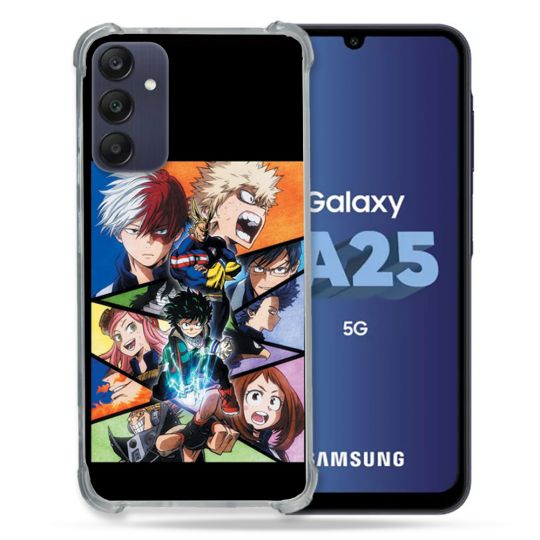 Coque Renforcée En Verre Trempé PourSamsung Galaxy A25 5G Manga My Hero Academia Noir