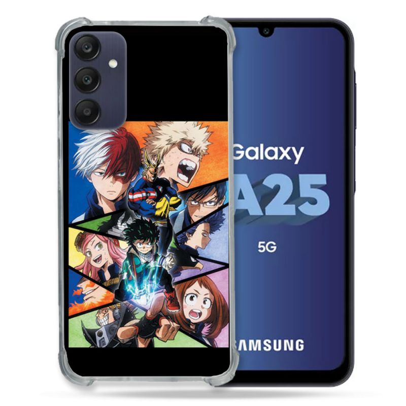 Coque Renforcée En Verre Trempé PourSamsung Galaxy A25 5G Manga My Hero Academia Noir