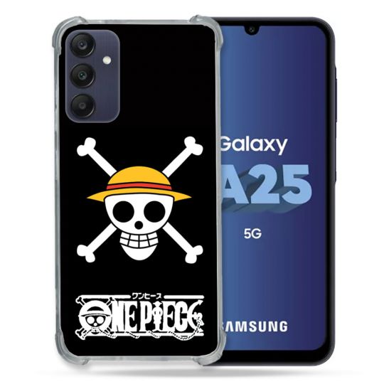 Coque Renforcée En Verre Trempé PourSamsung Galaxy A25 5G Manga One Piece Tete de Mort