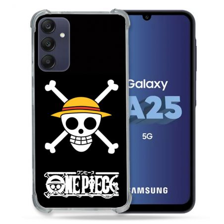 Coque Renforcée En Verre Trempé PourSamsung Galaxy A25 5G Manga One Piece Tete de Mort