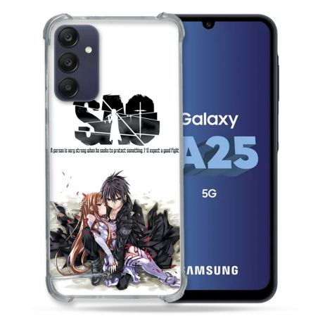 Coque Renforcée En Verre Trempé PourSamsung Galaxy A25 5G Manga SAO sword Art Online Blanc