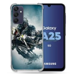 Coque Renforcée En Verre Trempé PourSamsung Galaxy A25 5G Moto Cross Ombre