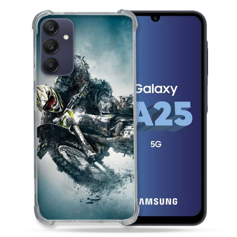 Coque Renforcée En Verre Trempé PourSamsung Galaxy A25 5G Moto Cross Ombre