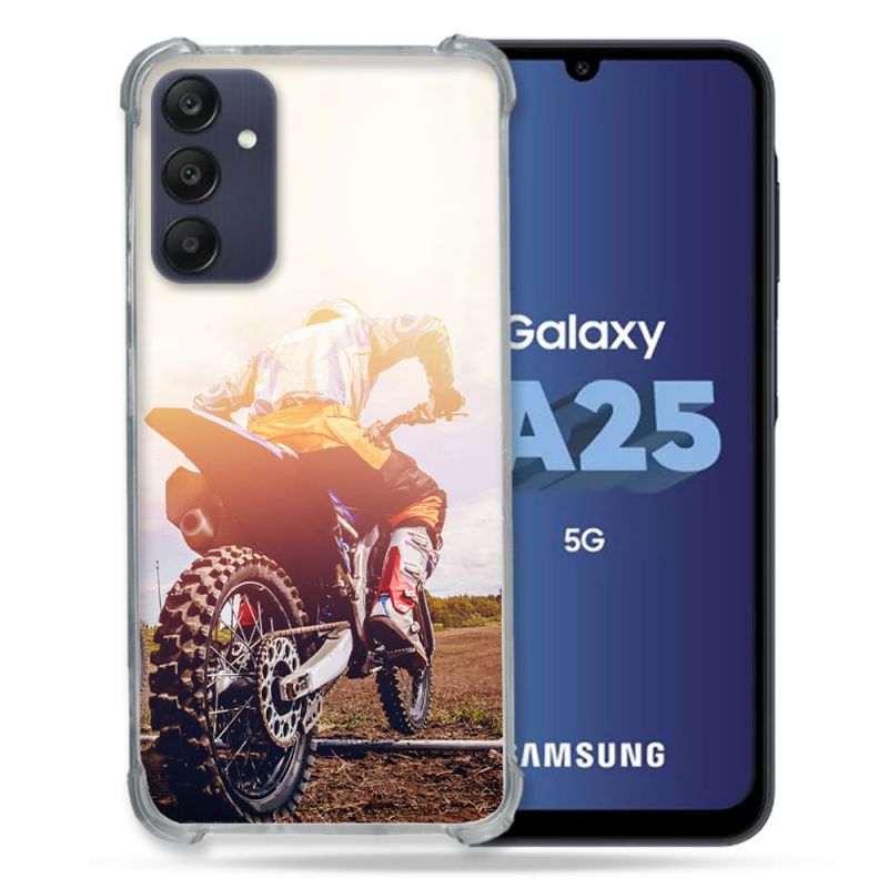 Coque Renforcée En Verre Trempé PourSamsung Galaxy A25 5G Moto Cross Soleil