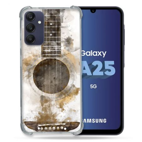Coque Renforcée En Verre Trempé PourSamsung Galaxy A25 5G Musique Guitare Tag