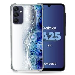 Coque Renforcée En Verre Trempé PourSamsung Galaxy A25 5G Musique Partition Vague