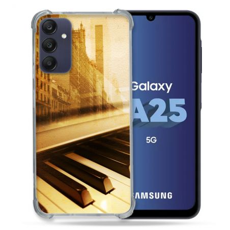 Coque Renforcée En Verre Trempé PourSamsung Galaxy A25 5G Musique Piano Retro