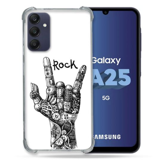 Coque Renforcée En Verre Trempé PourSamsung Galaxy A25 5G Musique Rock Main