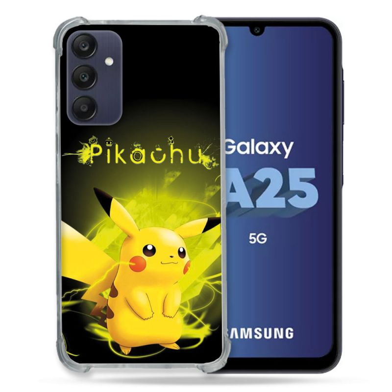 Coque Renforcée En Verre Trempé PourSamsung Galaxy A25 5G Pokemon Pikachu Eclair