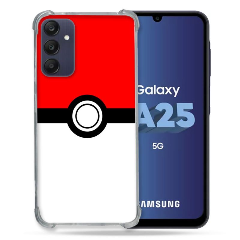 Coque Renforcée En Verre Trempé PourSamsung Galaxy A25 5G Pokemon Pokeball