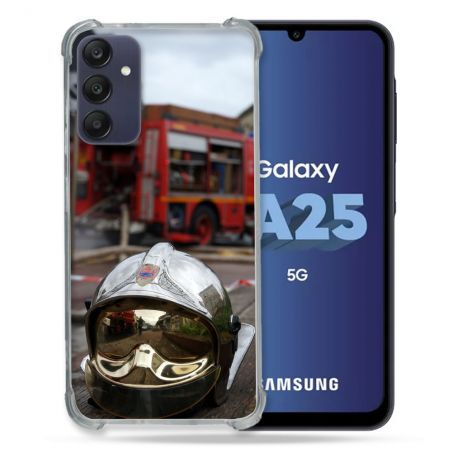 Coque Renforcée En Verre Trempé PourSamsung Galaxy A25 5G Pompier Casque Camion