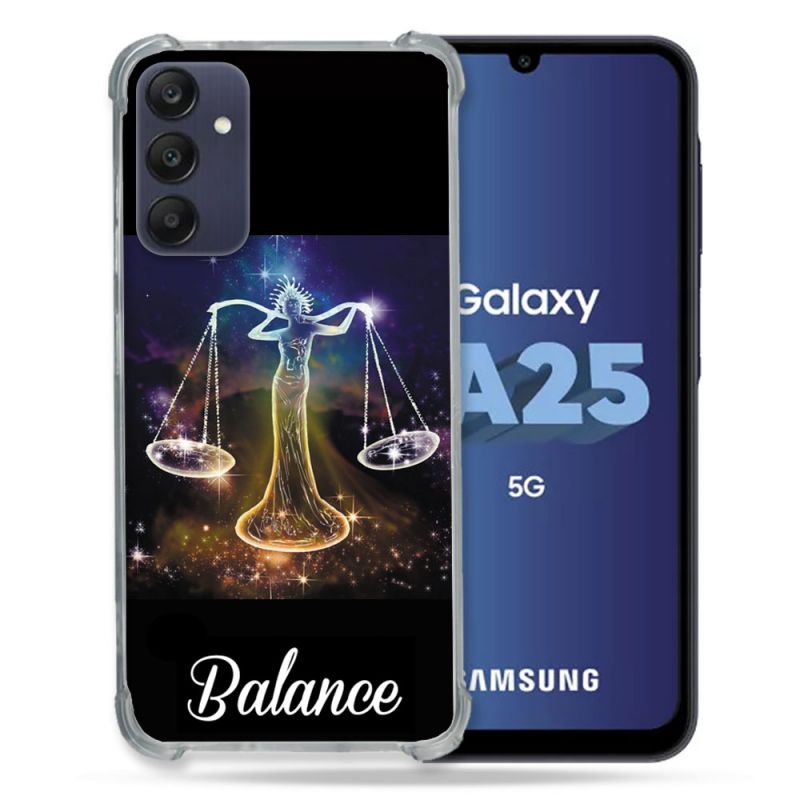 Coque Renforcée En Verre Trempé PourSamsung Galaxy A25 5G Signe Zodiaque 2 Balance