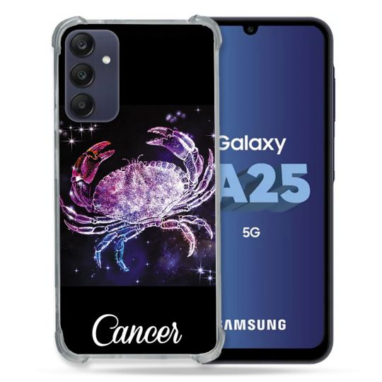 Coque Renforcée En Verre Trempé PourSamsung Galaxy A25 5G Signe Zodiaque 2 Cancer